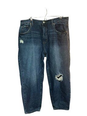 Time and True High Rise Distressed Medium Wash Jeans With Holes Sz 18